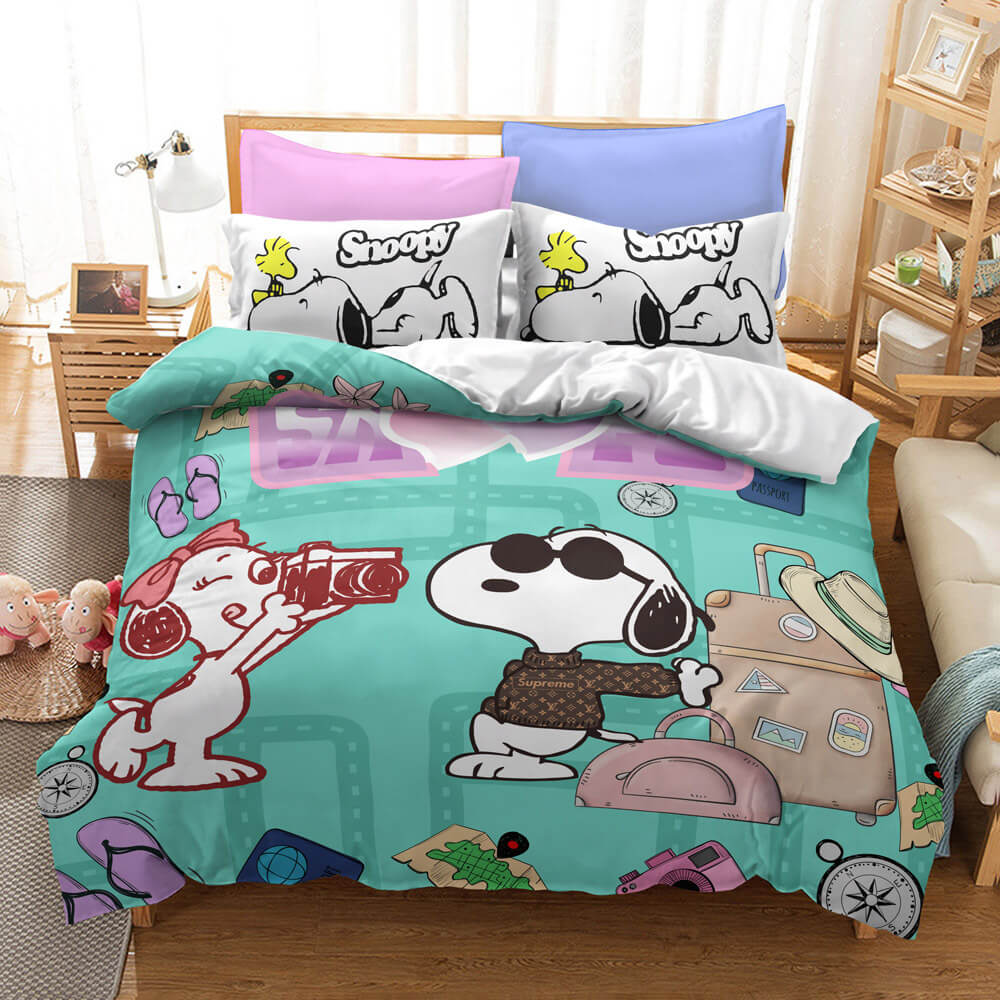 Snoopy Bedding Set Quilt Duvet Cover Without Filler