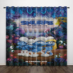 Cartoon The Smurfs Curtains Pattern Blackout Window Drapes
