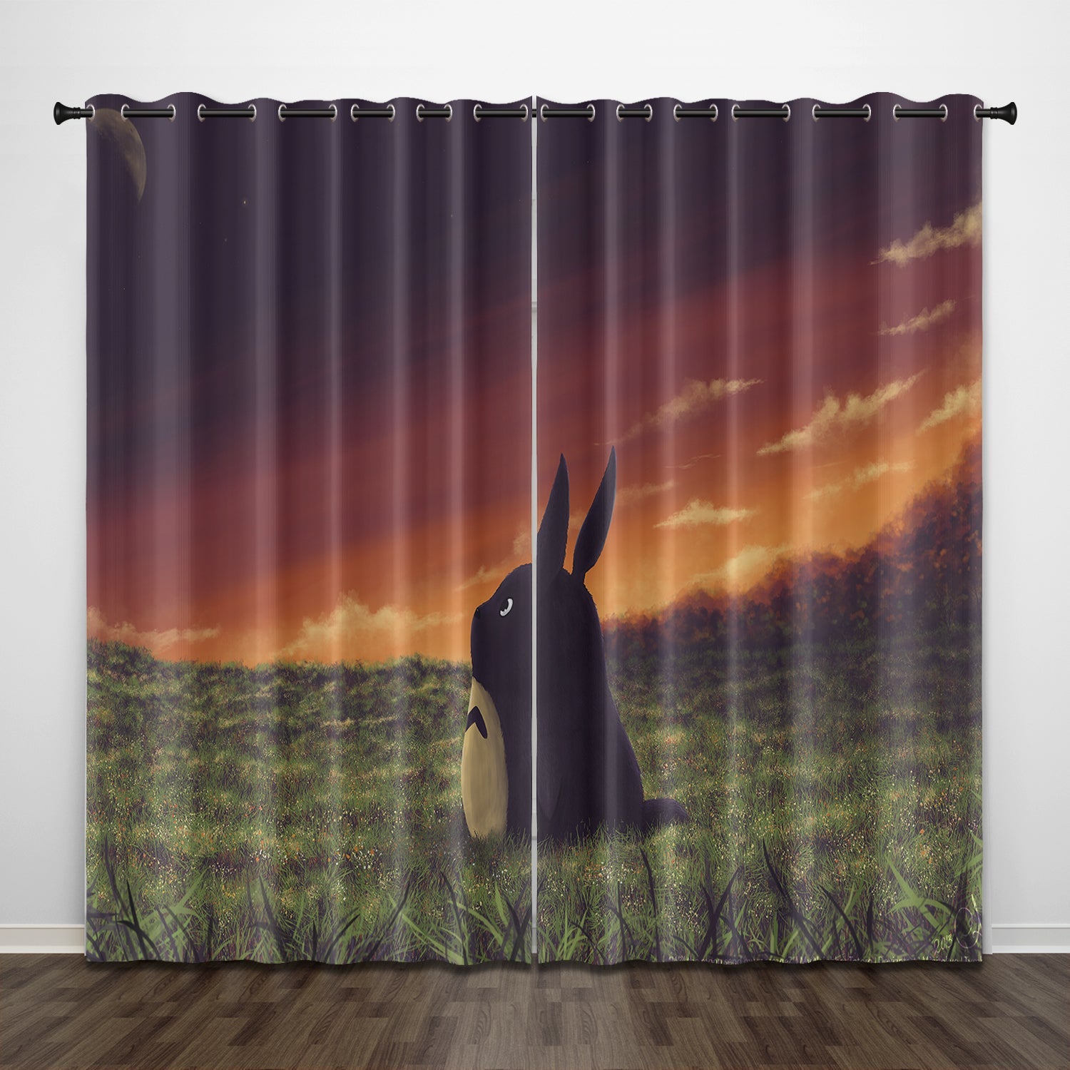 Cartoon Tonari no Totoro Curtains Pattern Blackout Window Drapes