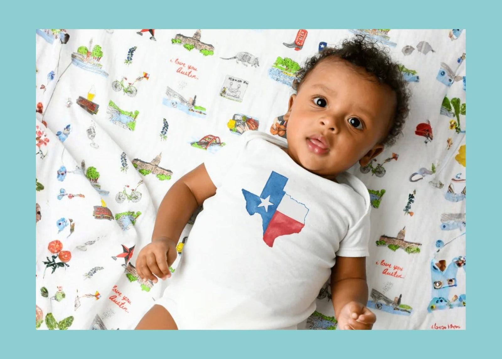 Gift Set: Texas Baby Unisex Muslin Swaddle Blanket and Burp Cloth/Bib Combo