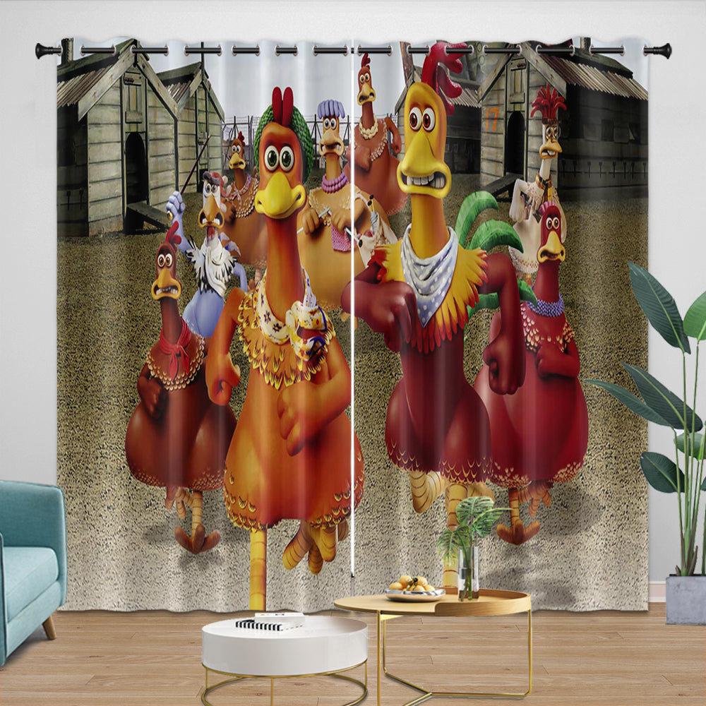 Chicken Run Curtains Pattern Blackout Window Drapes