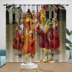 Chicken Run Curtains Pattern Blackout Window Drapes