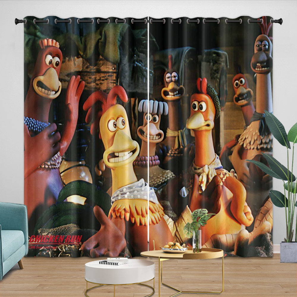 Chicken Run Curtains Pattern Blackout Window Drapes