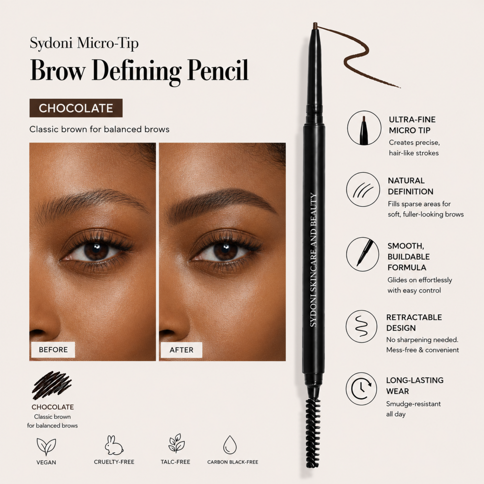 SYDONI MICRO-TIP BROW DEFINING PENCIL | Precision Natural Brows (6 Shades)