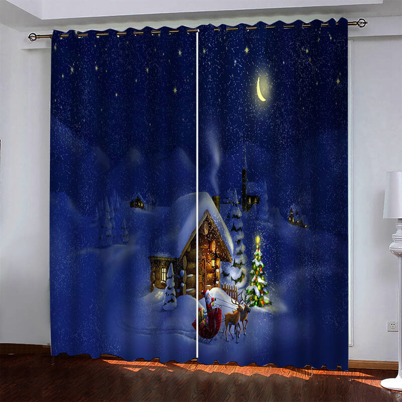 Christmas Pattern Curtains Blackout Window Drapes
