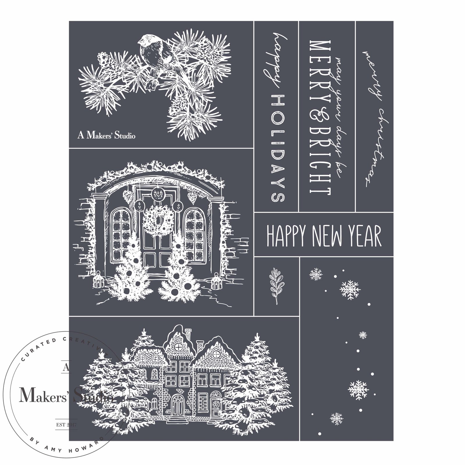 Christmas Houses - Mesh Stencil 8.5x11