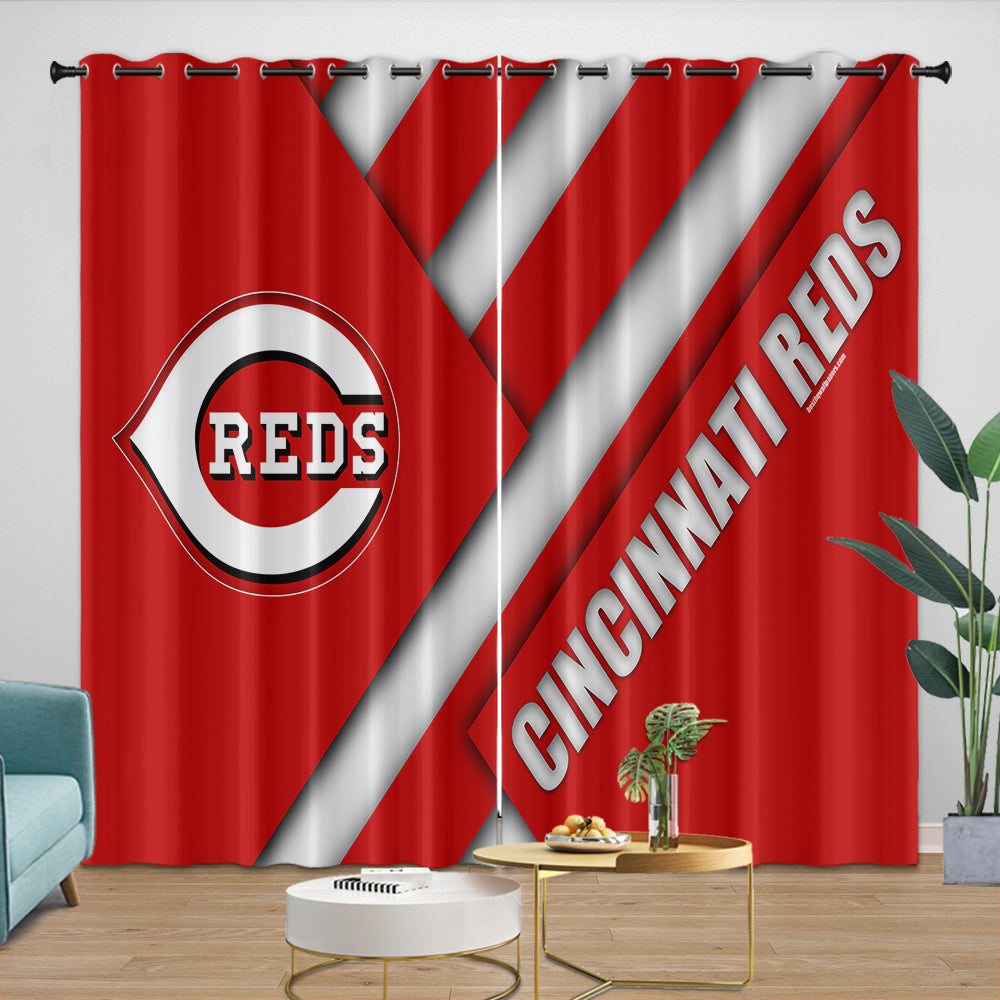 Cincinnati Reds Curtains Blackout Window Drapes Room Decoration