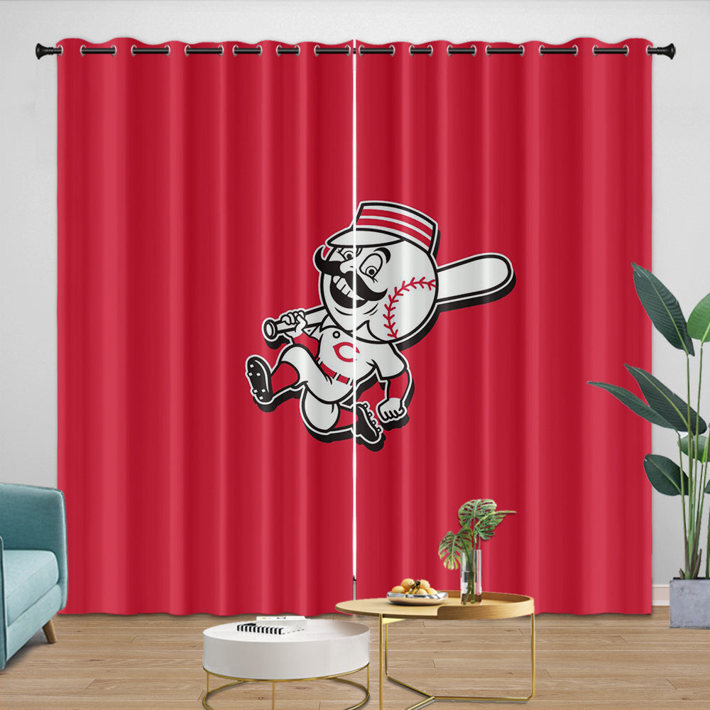 Cincinnati Reds Curtains Blackout Window Drapes Room Decoration