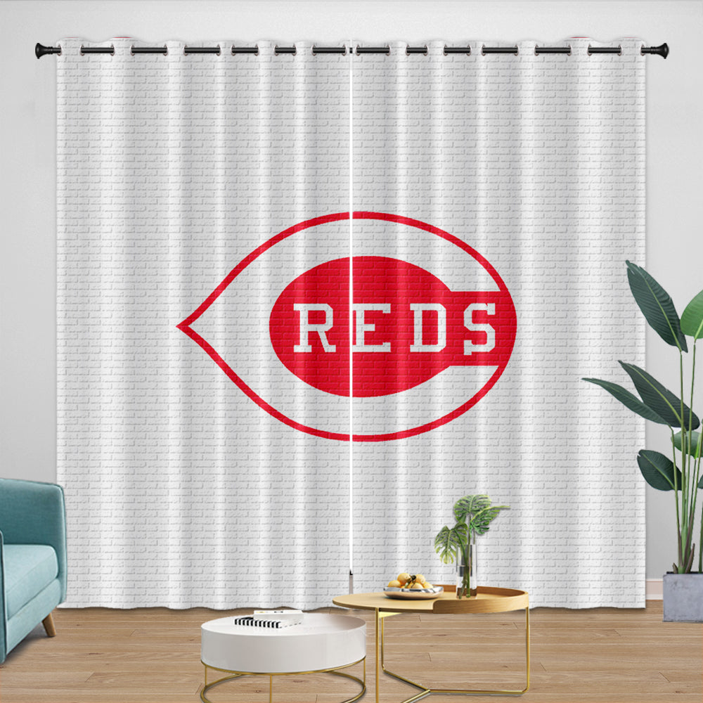 Cincinnati Reds Curtains Blackout Window Drapes Room Decoration