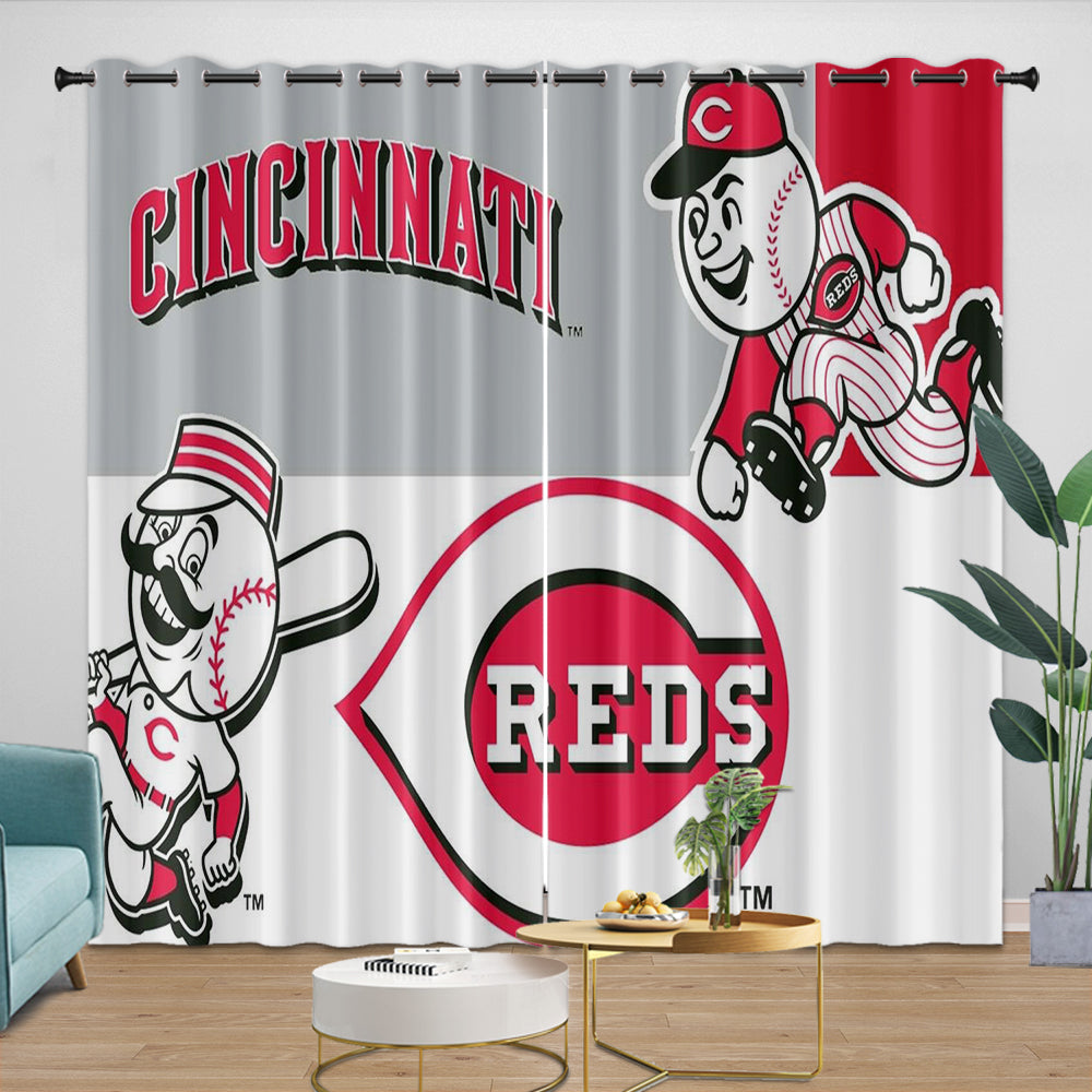 Cincinnati Reds Curtains Blackout Window Drapes Room Decoration