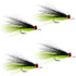 Clousers Deep Minnow Chartreuse Black - Streamer Fly Fishing Flies - 4 Saltwater and Bass Flies - Hook Size 1/0