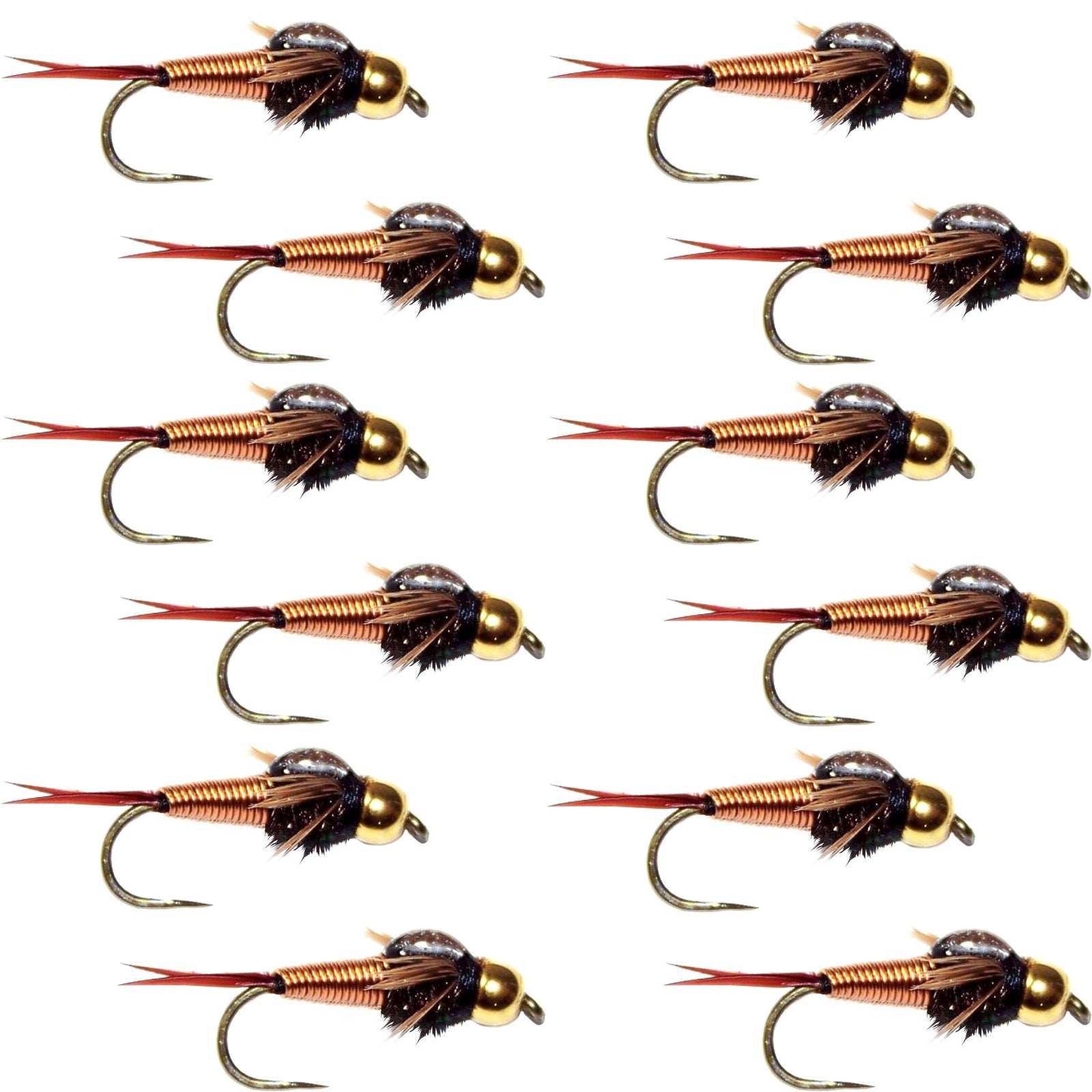 Barbless Bead Head Copper John Nymph Fly 1 Dozen  Fishing Flies -  Hook Size 16