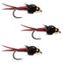 3 Pack Barbless Bead Head Red Copper John Nymph Fly Fishing Flies -  Hook Size 16