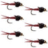 Barbless Bead Head Red Copper John Nymph Fly  - 6 Flies Hook Size 14