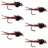 Barbless Bead Head Red Copper John Nymph Fly  - 6 Flies Hook Size 16