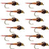 Bead Head Copper John Nymph 1 Dozen Fly Fishing Flies - Hook Size 14