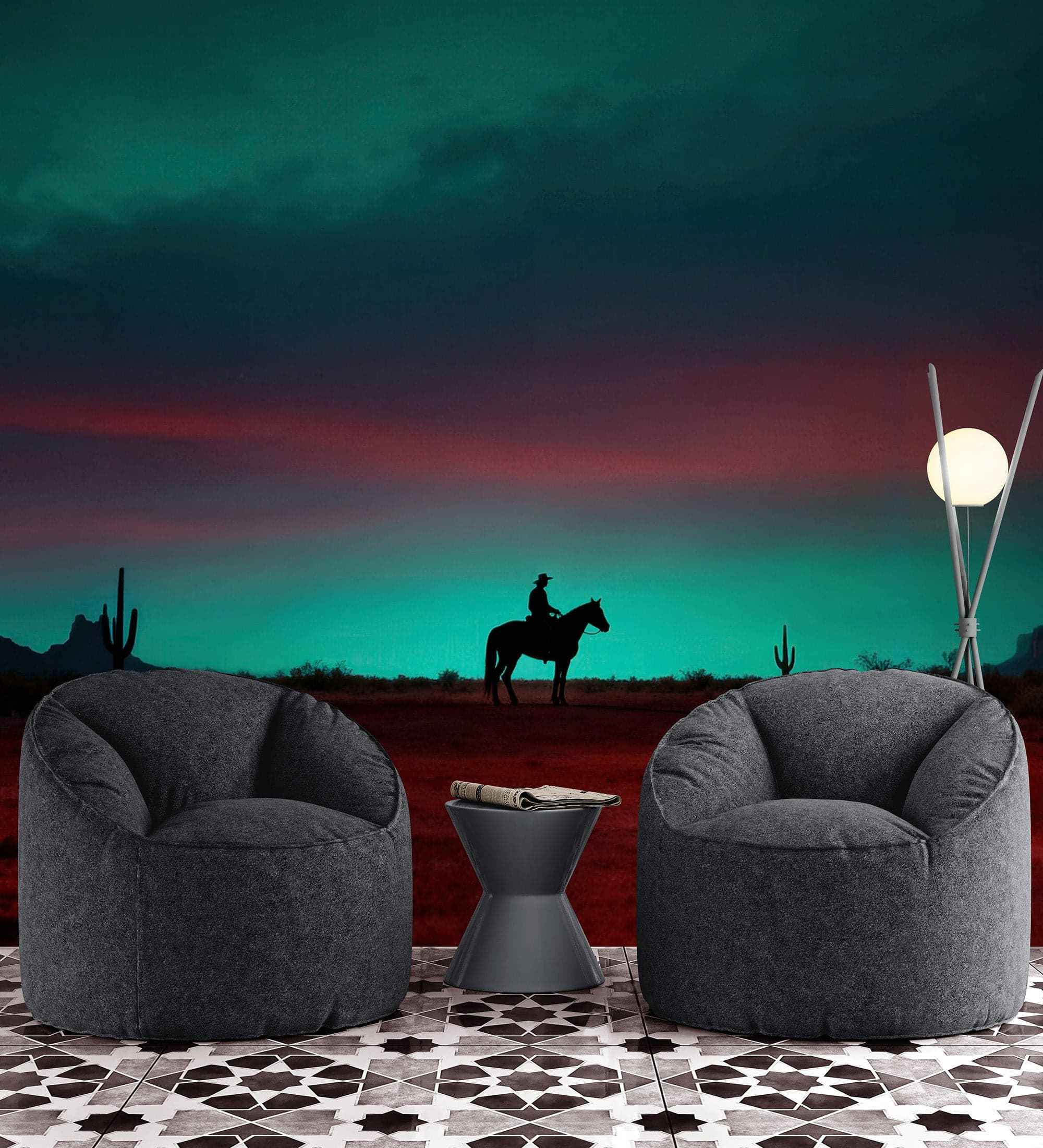 Cowboy on Horse Western Theme Wall Mural. #7068