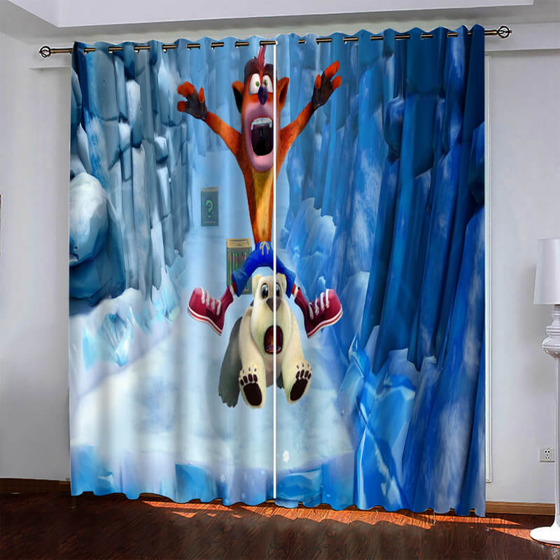 Crash Bandicoot Pattern Curtains Blackout Window Drapes