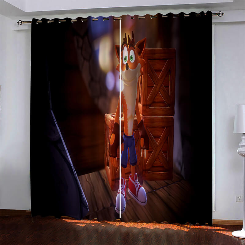 Crash Bandicoot Pattern Curtains Blackout Window Drapes