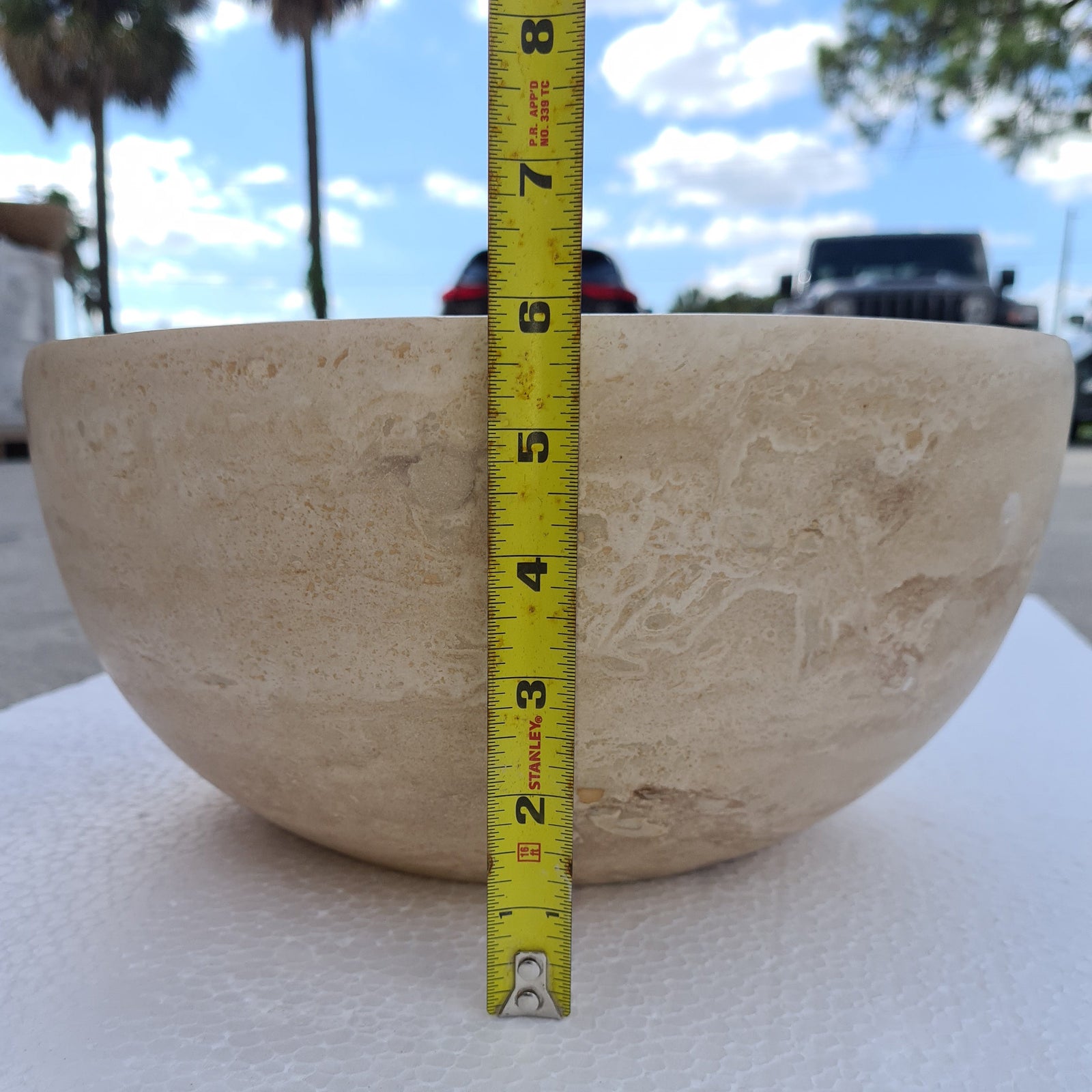 Crema Antiqua Travertine Natural Stone Under-mount Sink Honed and Filled (D)12