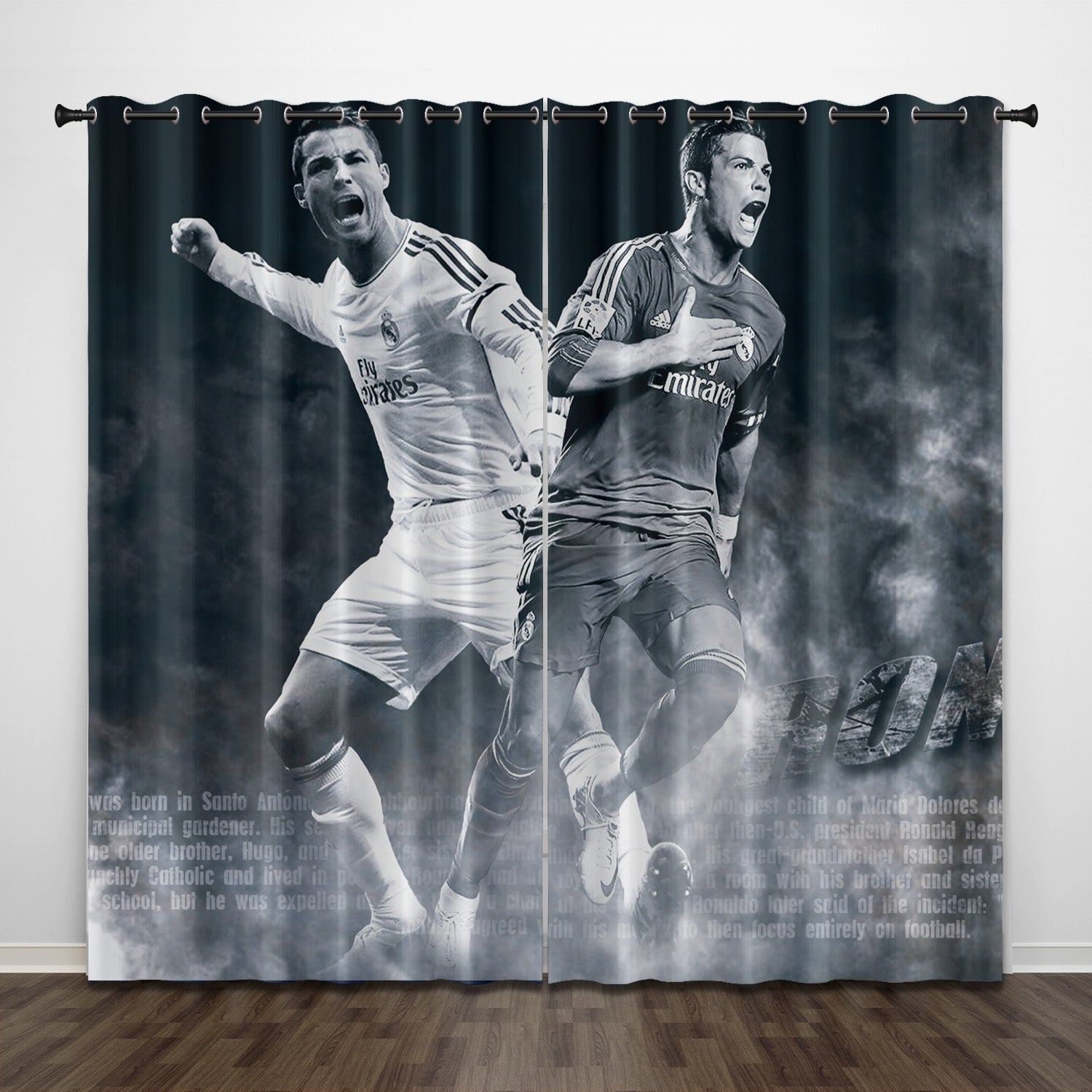 Cristiano Ronaldo CR7 Curtains Pattern Blackout Window Drapes