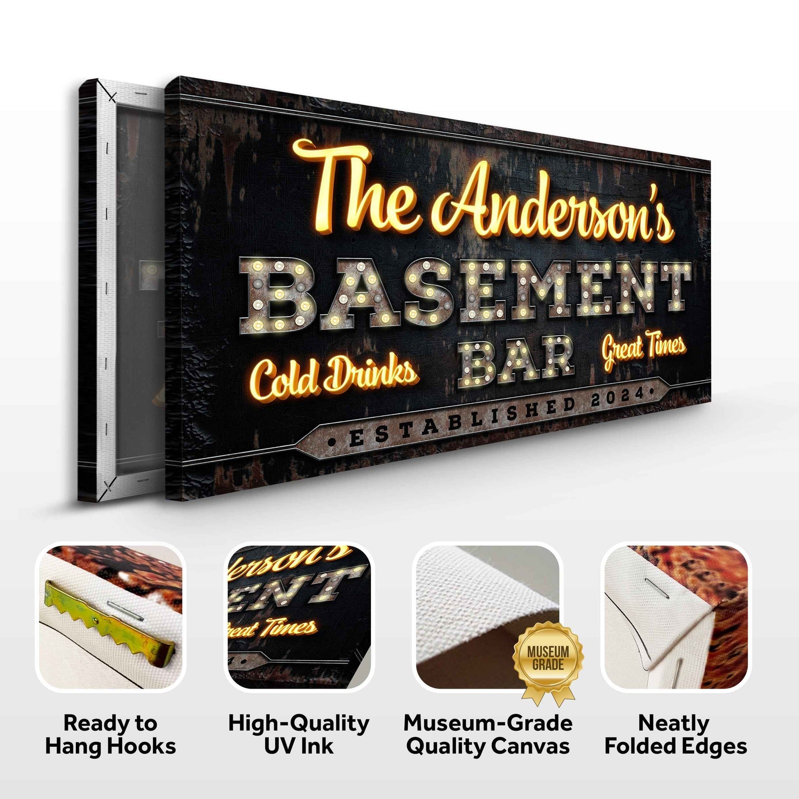 Custom Vintage Rust Basement Bar Sign III