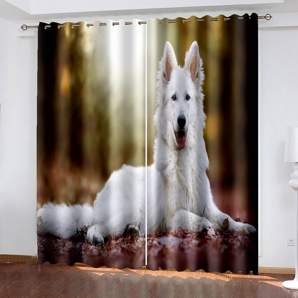 Cute Dogs Curtains Blackout Window Treatments Drapes for Room Decoration