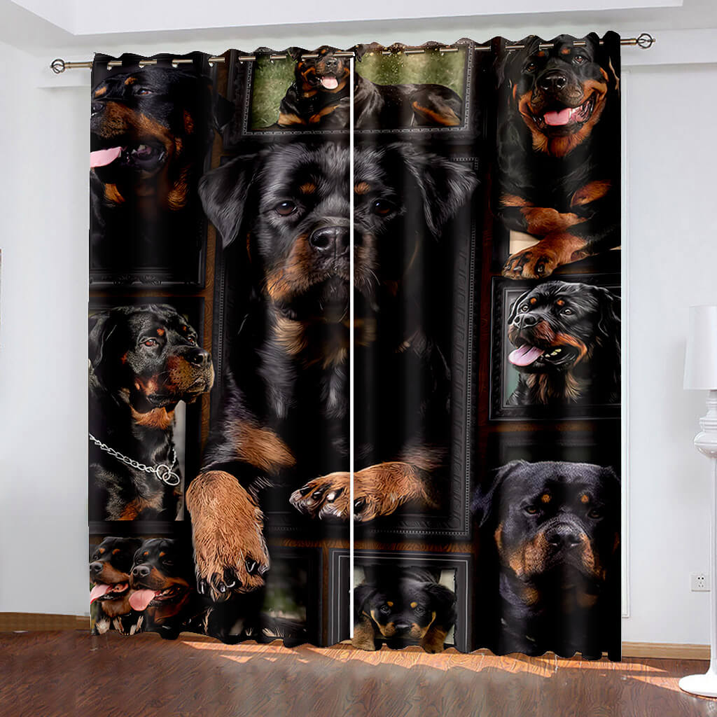 Cute Dogs Curtains Blackout Window Treatments Drapes for Room Decoration