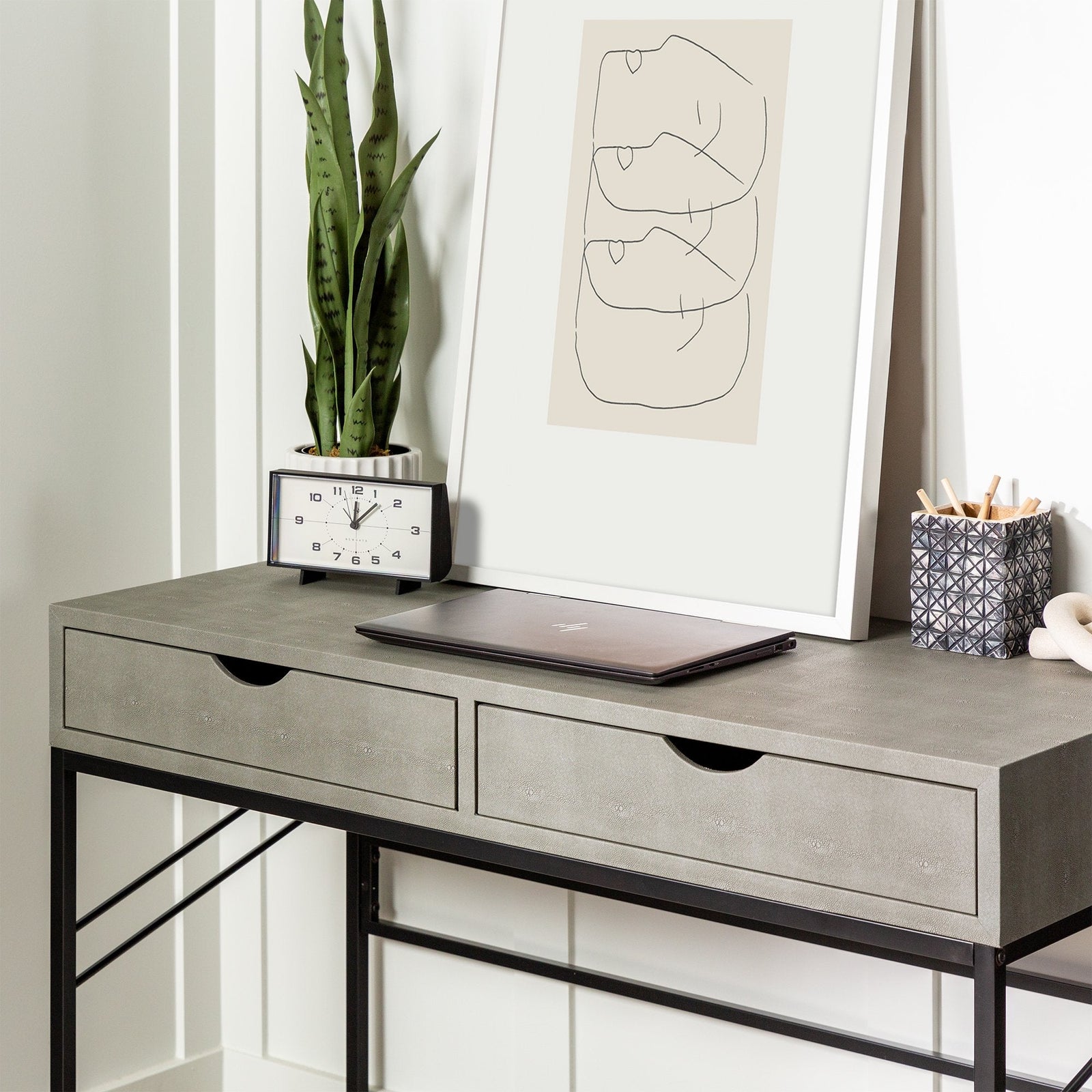 Vetti Faux Shagreen Desk & Console Table