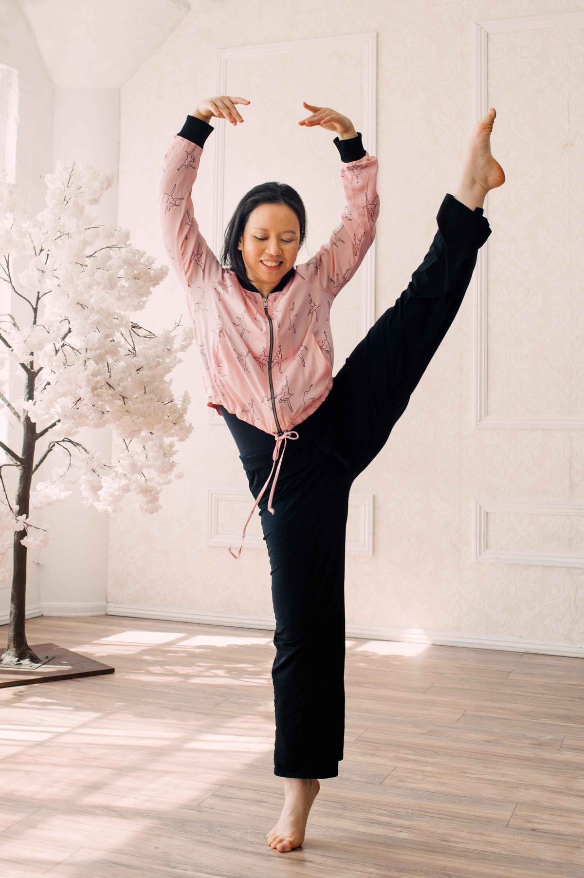 Dancing Ballerina Bomber in Pink + Black