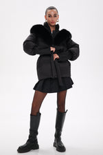 Pre-Order. Re-Stock Ships November 1. Amanda Genuine Fur Trim Down Fill Coat