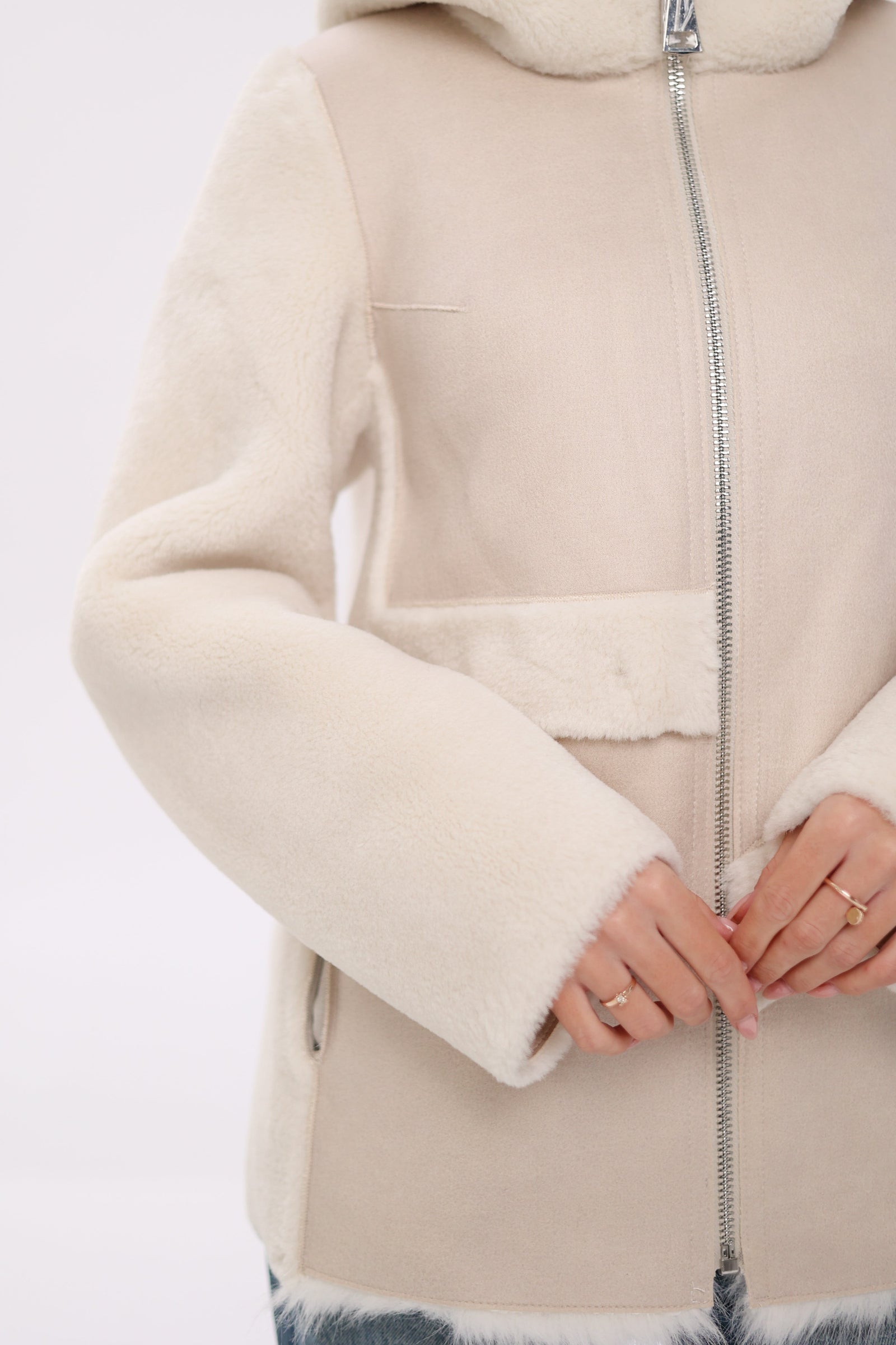 ⇆ Reversible Hooded Wool Blend Jacket