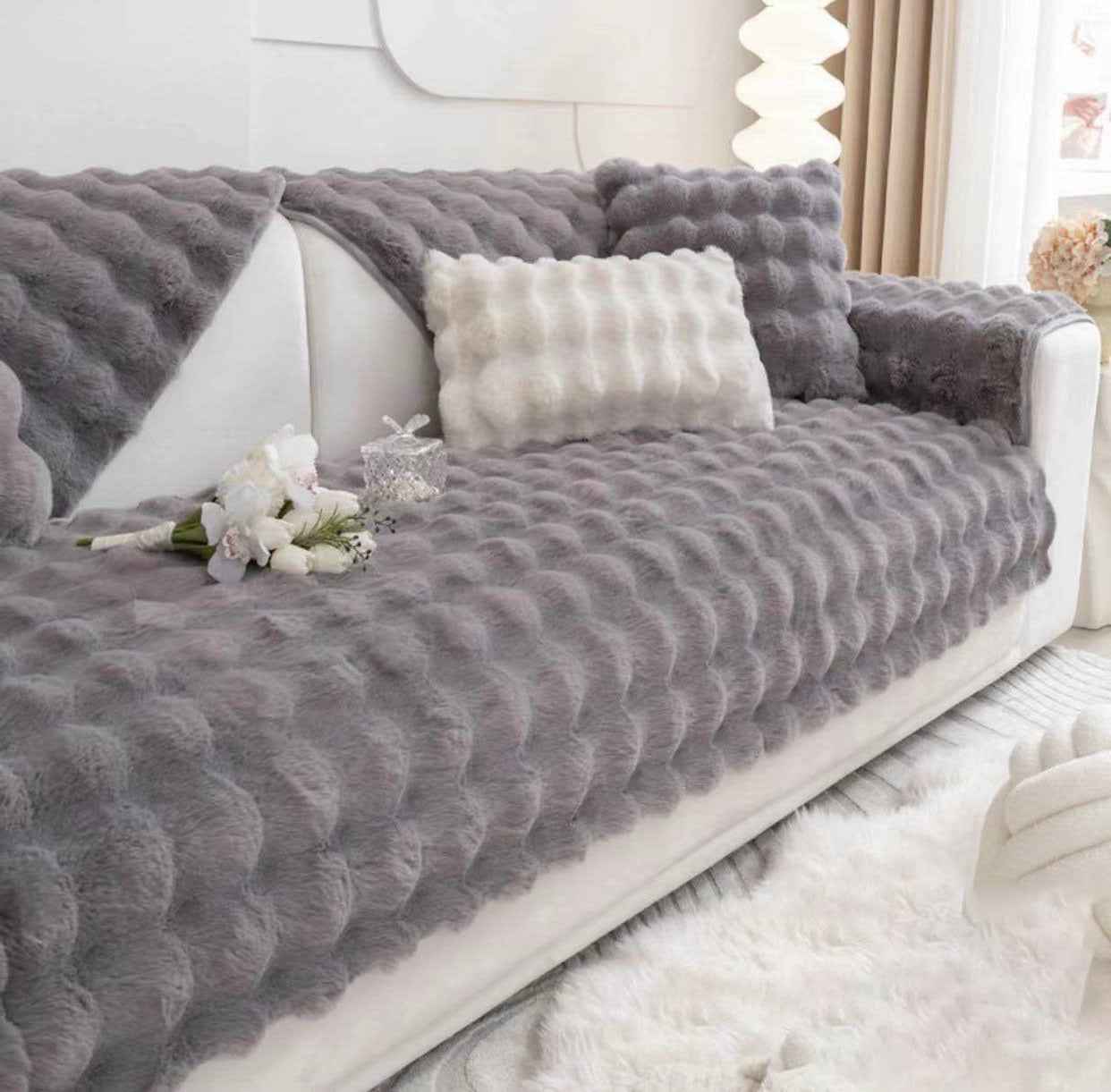 Non-slip Faux Fur Sofa Cover – Super Soft, Fluffy, and Stylish Couch Covers II
