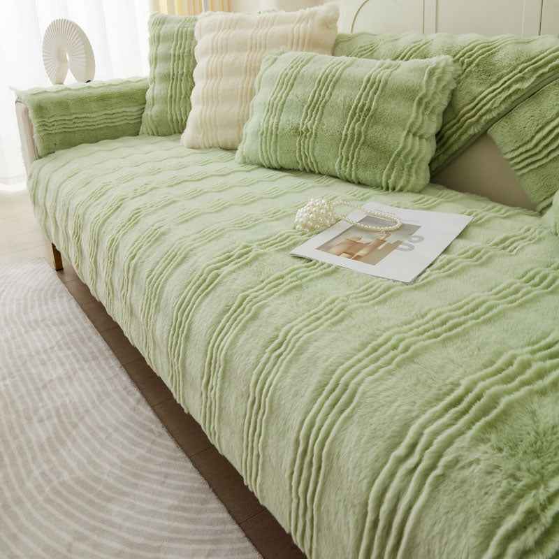 Chic Thickened Faux Rabbit Plush Couch Covers for Sofas 1/2/3/4 Seater, Ultra-soft Non Slip Sofa Cover