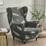 Stretch Spandex Nordic Floral Removable Wing Chair Cover, Relaxing Seat Covers Slipcovers for Armchairs