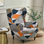 Stretch Spandex Nordic Floral Removable Wing Chair Cover, Relaxing Seat Covers Slipcovers for Armchairs