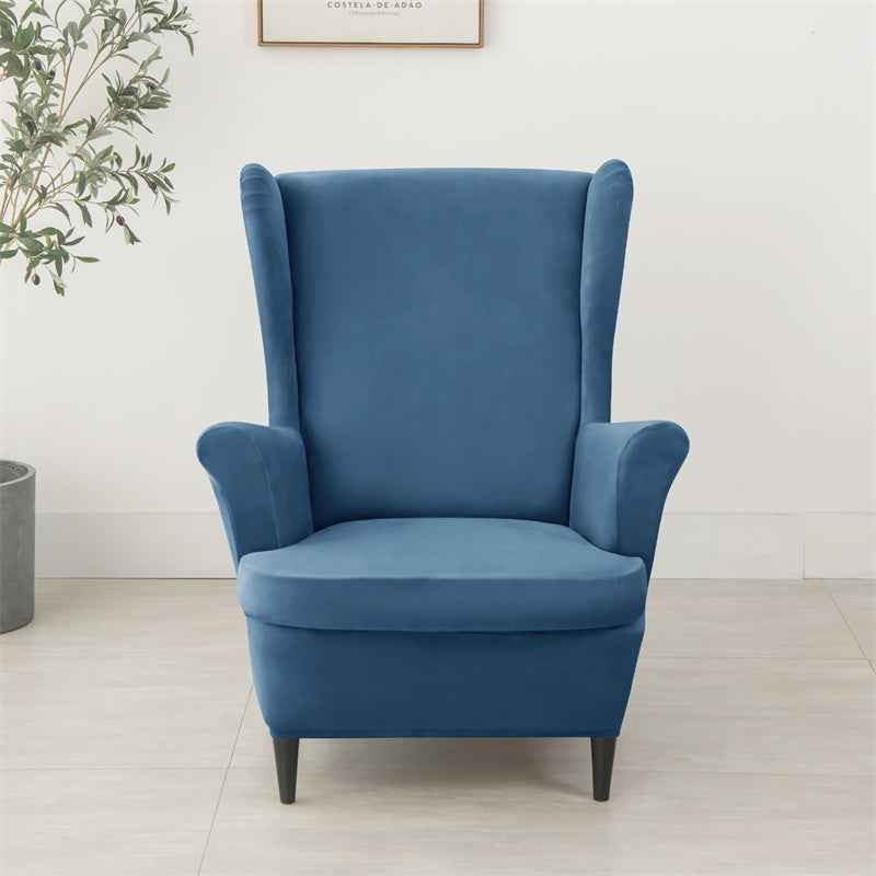Velvet Wing Chair Cover Stretch Spandex Wingback Chair Cover Elastic Armchair Cover Sofa Covers with Seat Cushion Cover