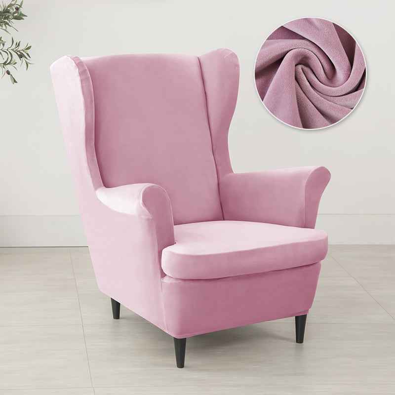 Velvet Wing Chair Cover Stretch Spandex Wingback Chair Cover Elastic Armchair Cover Sofa Covers with Seat Cushion Cover