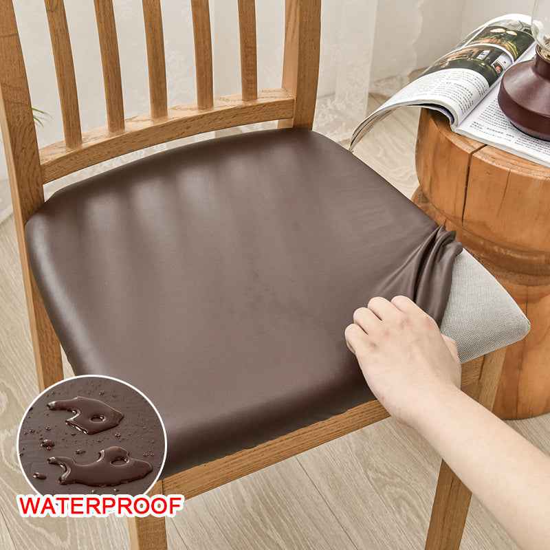 Waterproof PU Leather Square Chair Seat Cover Kitchen Dining Seat Slipcovers