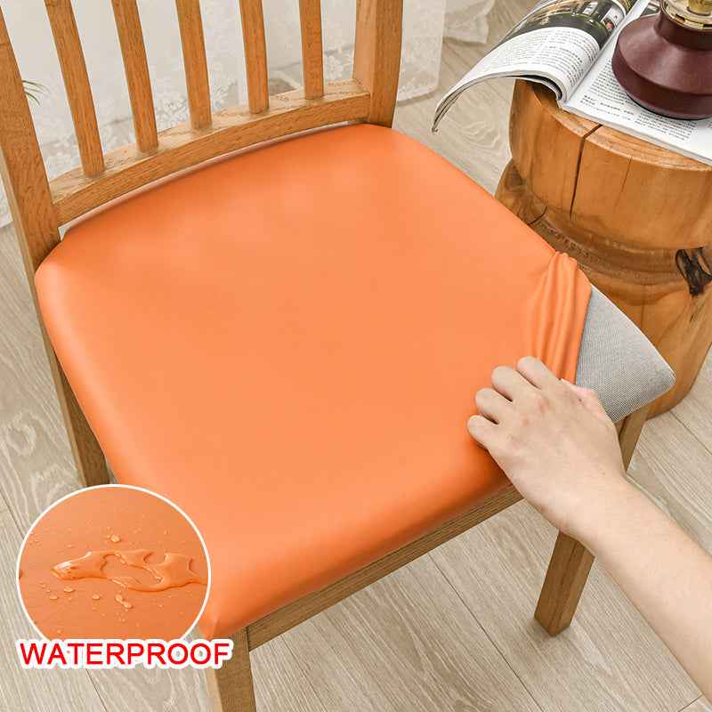 Waterproof PU Leather Square Chair Seat Cover Kitchen Dining Seat Slipcovers