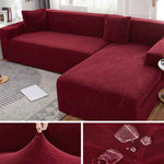 Waterproof Sofa Covers for 1/2/3/4 Seater Jacquard Solid Couches Elastic L Shaped Sofa Cover for Living Room Armchair and Couch