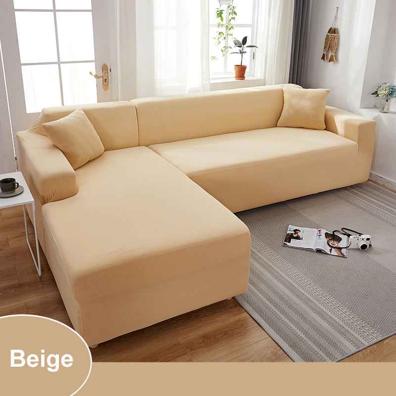 Waterproof Sofa Cover for Living Room - Elastic Solid L Shaped Corner Sofa Cover - Fits 1/2/3/4 Seater Sofa, Couch, Armchair