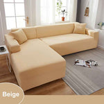 Waterproof Sofa Cover for Living Room - Elastic Solid L Shaped Corner Sofa Cover - Fits 1/2/3/4 Seater Sofa, Couch, Armchair
