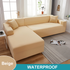Waterproof Sofa Cover for Living Room - Elastic Solid L Shaped Corner Sofa Cover - Fits 1/2/3/4 Seater Sofa, Couch, Armchair