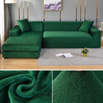 Stretchable Thick Velvet Sofa Cover for L Shaped Corner Sofa in Living Room Fits 1/2/3/4 Seater Couches