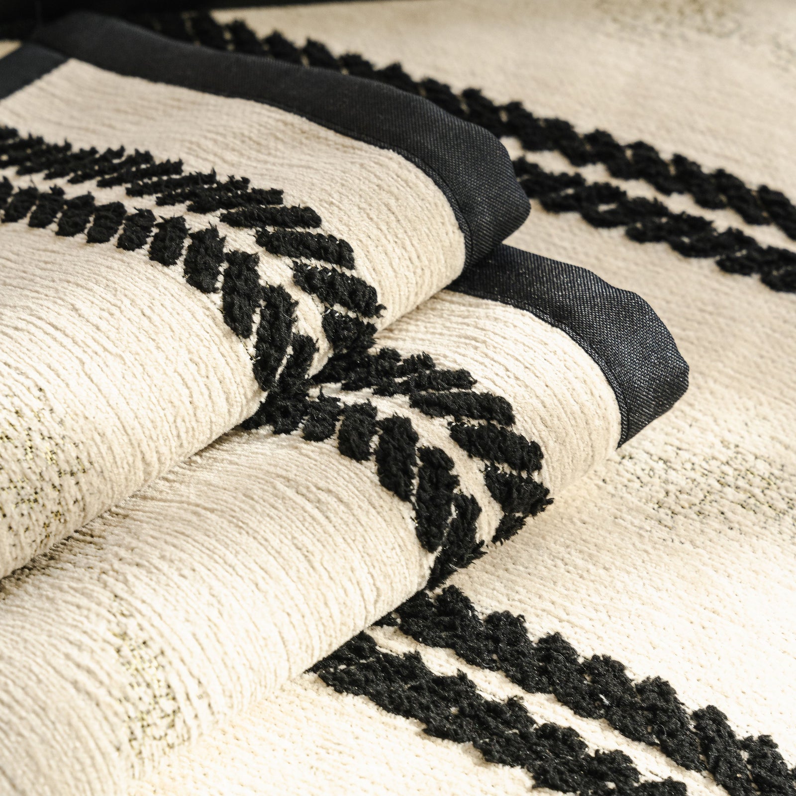 Non-Slip Sofa Cover with Thick Chenille Texture Woven Stripe Couch Protector Throw