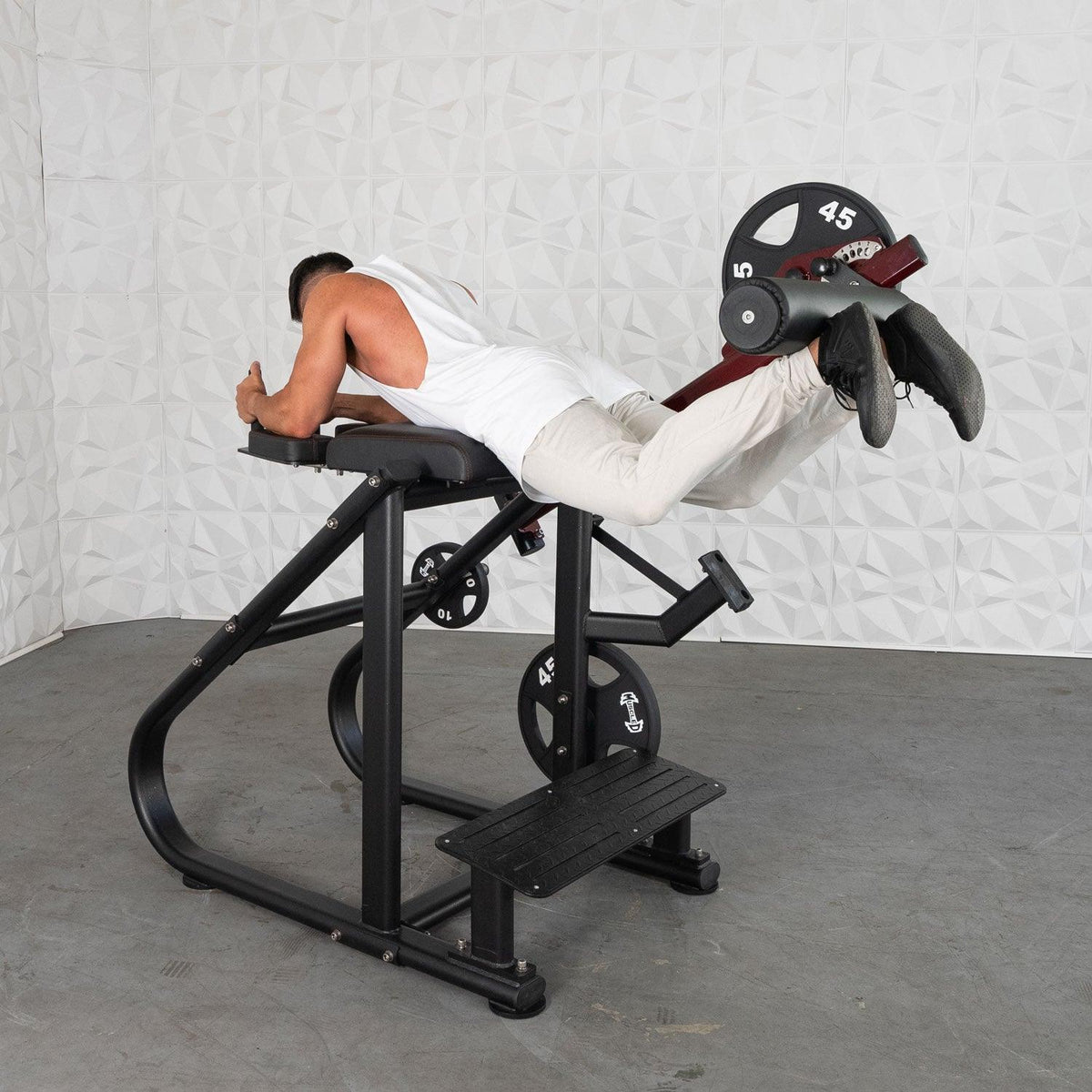 Pro Strength Reverse Hyper - Muscle D Fitness - Adjustable Roller Pad, Plate Loaded