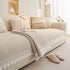 Soft Chenille Sectional Sofa Cover with Pom Pom Trim – Non-Slip Couch Protector