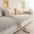 Soft Chenille Sectional Sofa Cover with Pom Pom Trim – Non-Slip Couch Protector
