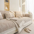 Soft Chenille Sectional Sofa Cover with Pom Pom Trim – Non-Slip Couch Protector